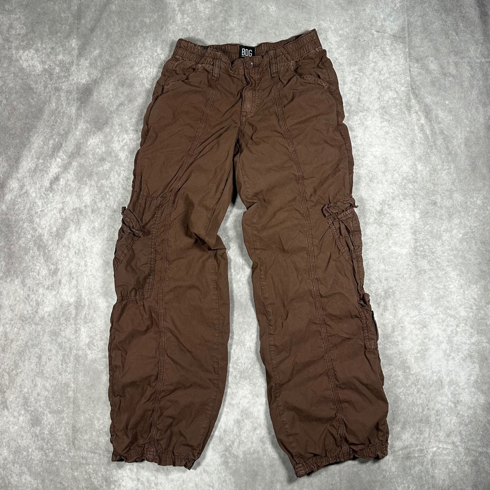 BDG Urban Outfitters Y2K Cargo Pants Womens XS Brown Elastic Waist Baggy Utility